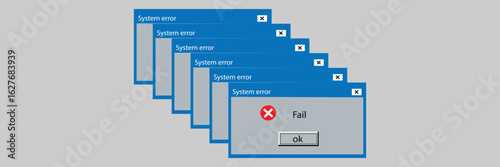 Classic window alert dialog box of system error. Warning Pop-up Window. Classic system error warning dialog. Critical error. 