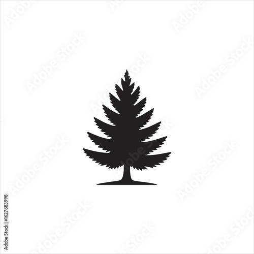 Black silhouette of a pine tree on a white background evergreen conifer 1