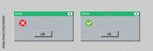 Classic window alert dialog box of system error. Warning Pop-up Window. Classic system error warning dialog. Critical error. 