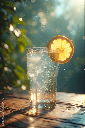 Refreshing Glass Soda with Lemon – Summer Minimalist Scene