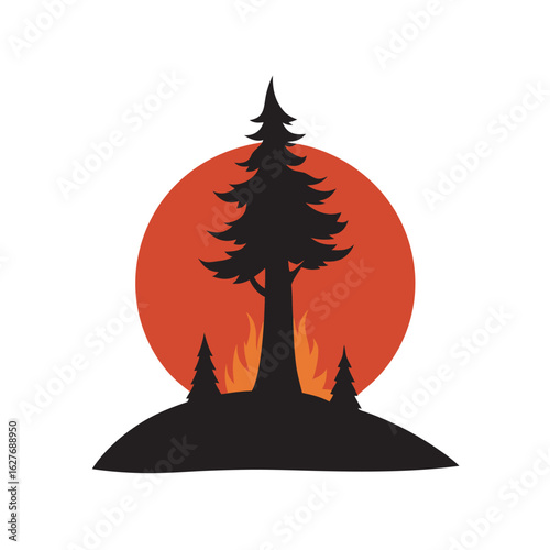 Resilient Redwood Wildfire Survivor Silhouette