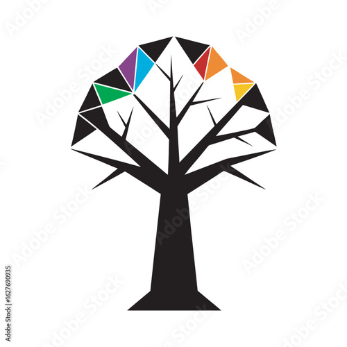 Stained Glass Redwood Light Fracture Silhouette