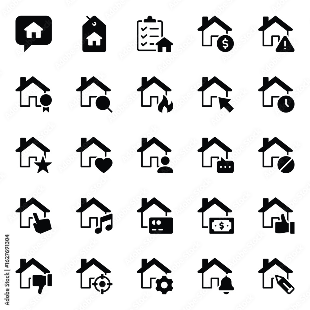 Fototapeta premium Glyph icons set for Real estate