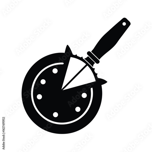 Silhouette of a pizza cutter on white background Vector illustration