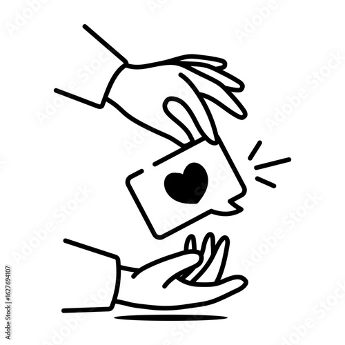 A drawing style icon depicting sharing love
