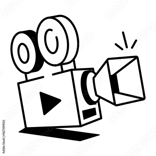 A sketchy style icon representing movie camera
