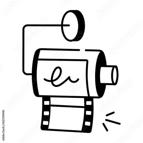 A doodle style icon showing camera reel
