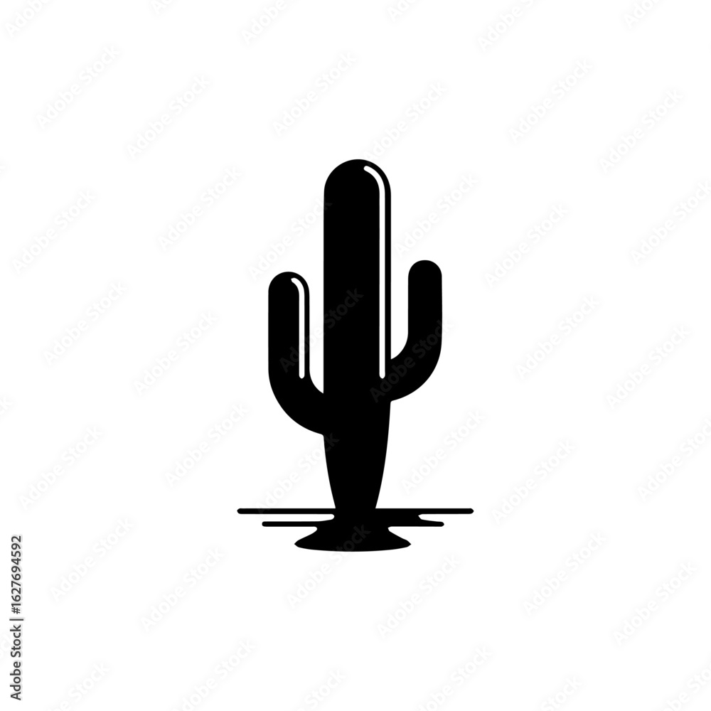 Obraz premium Minimalist Black Saguaro Cactus Silhouette Icon.