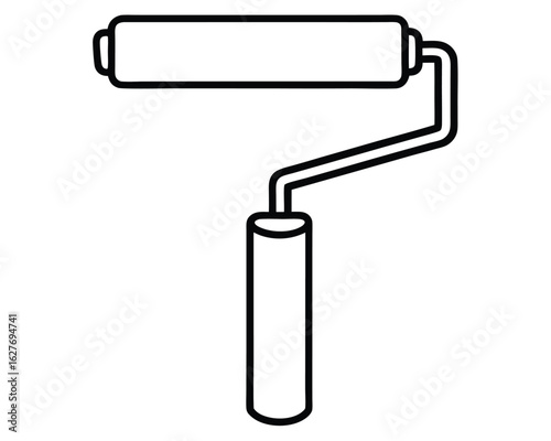 Paint roller with handle isolated on white background for painting walls Ai Generated