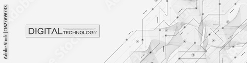 Motherboard technology circuit board texture design. Creative idea AI banner concept for internet technology. Digital motherboard concept for poster, cover, banner, header, web presentation template.