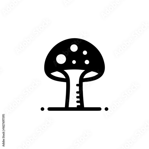 Black and White Mushroom Icon.