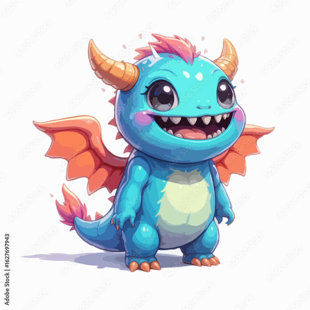 Fototapeta premium Small cartoon monster with tiny wings