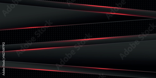 Futuristic black background with glowing red neon lines. Modern and futuristic technology vector design. Vector concept for covers, brochures, banners, websites, certificates, and cards. Vol. 4
