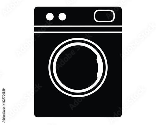 A black and white washing machine isolated on white background Ai Generated