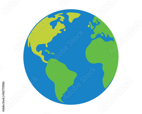 A cartoon earth globe showing the continents and oceans