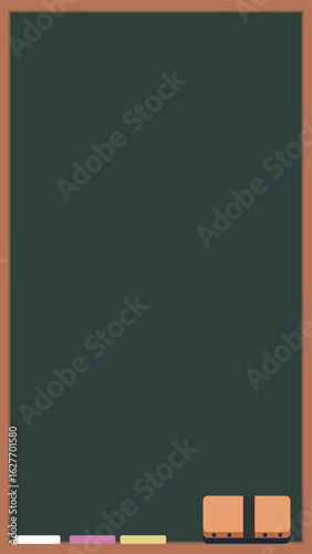 シンプルなデザインの縦長黒板のフレーム背景素材