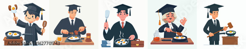vector character of judge frying eggs