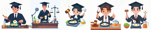 vector character of judge frying eggs