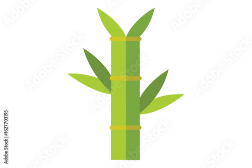 A green bamboo stalk with leaves isolated on white background Ai Generated