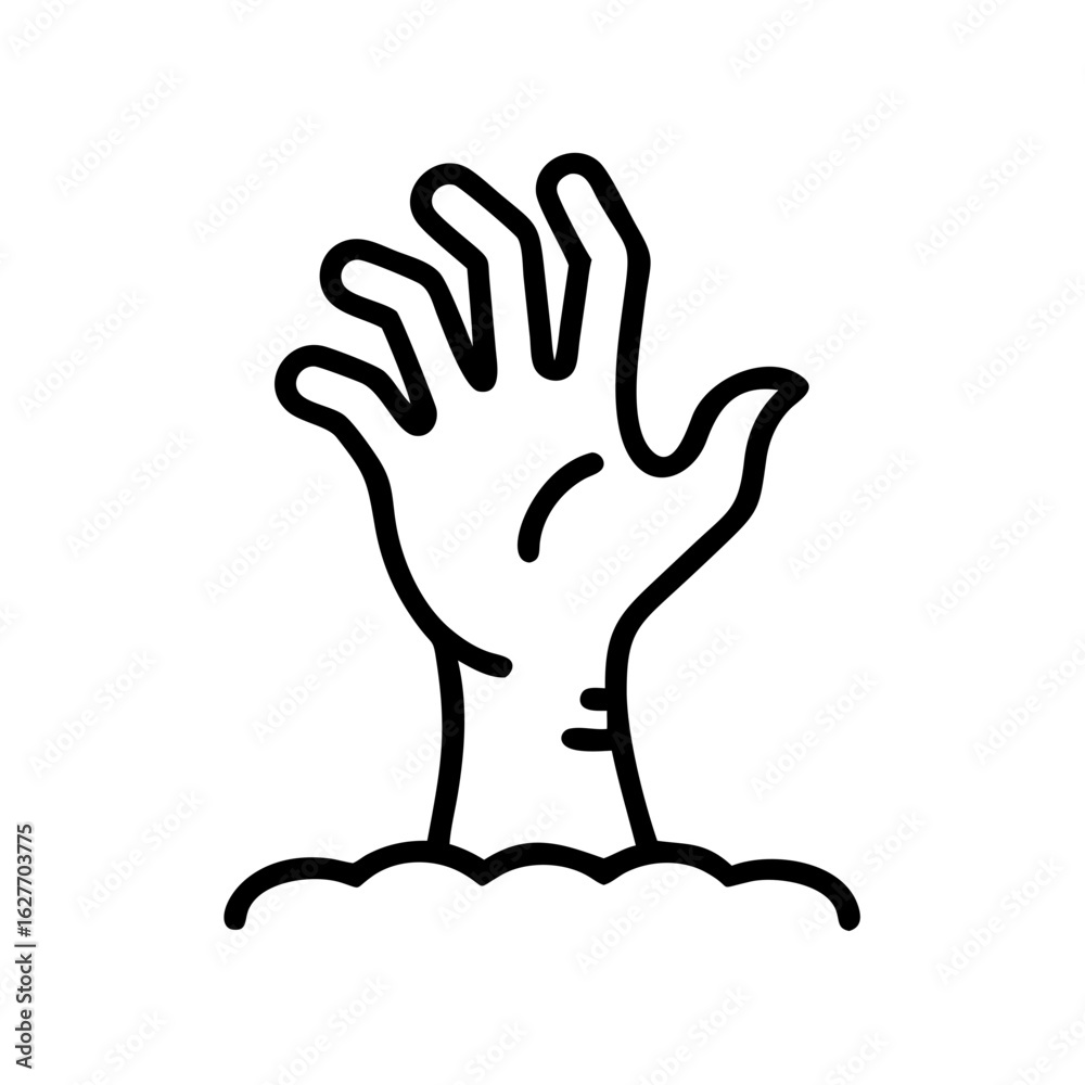 Obraz premium Halloween themed zombie hand from ground icon transparent background