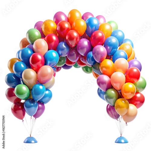 Beautiful balloons and balloon arch PNG isolated on white background