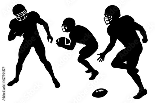 Football players silhouettes in action, sport