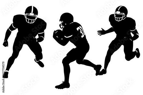 Football players silhouettes in action on white