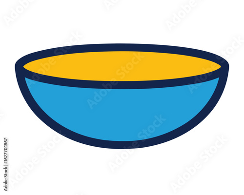 A blue and yellow bowl is empty and ready to be filled Ai Generated
