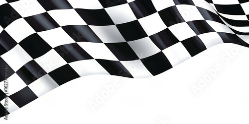 Waving checkered flag with abstract background isolated on a transparent background