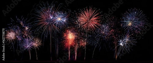 The vibrant display of fireworks lighting up the night sky in celebration.