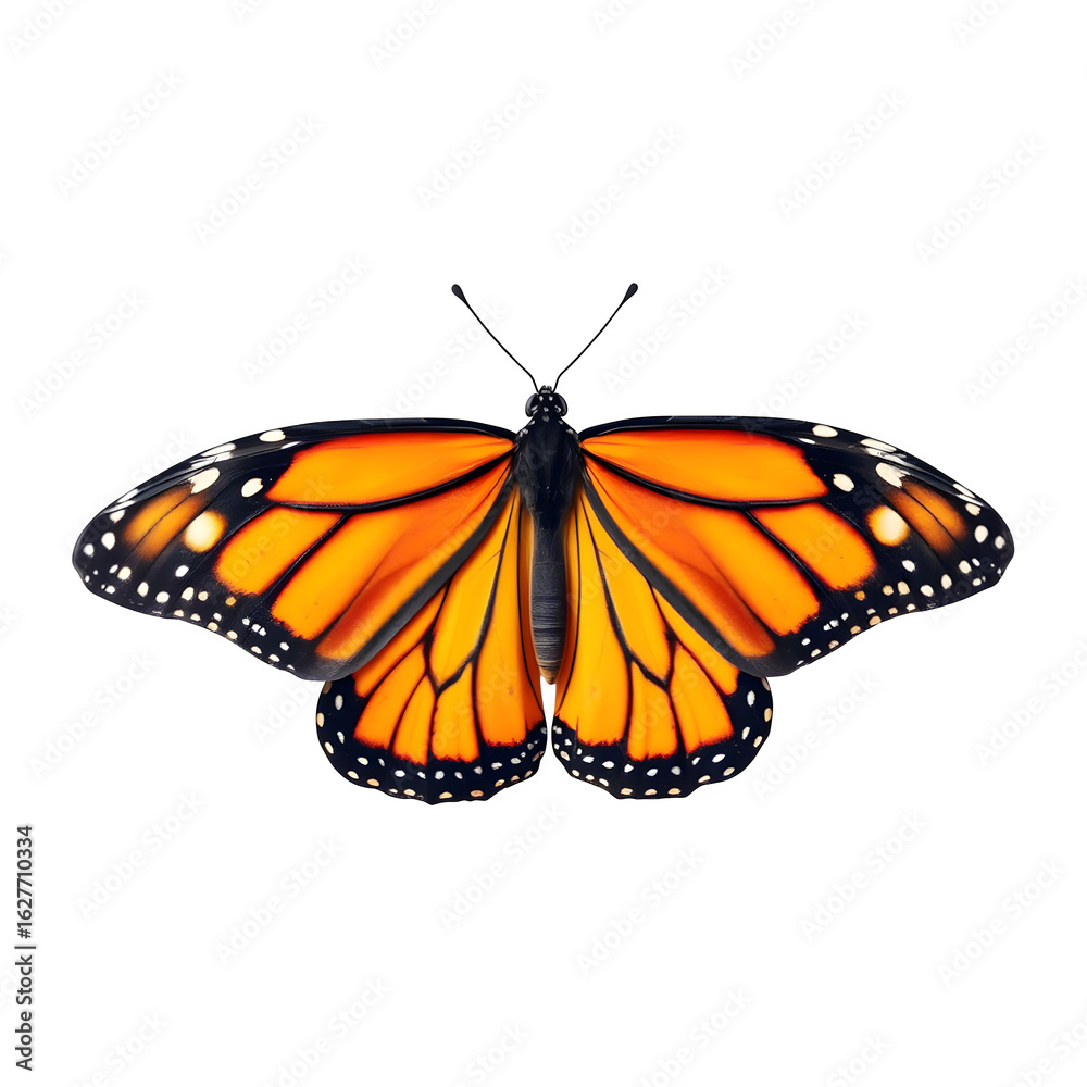 Obraz premium A detailed monarch butterfly with vibrant orange wings isolated on transparent background