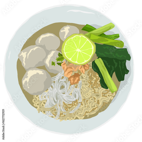 Bakso or Indonesian Meatball dish vector