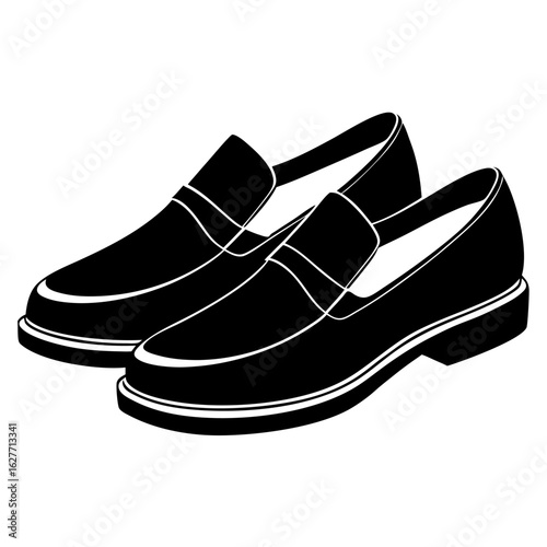 Classic black loafer two shoes vector on white background.