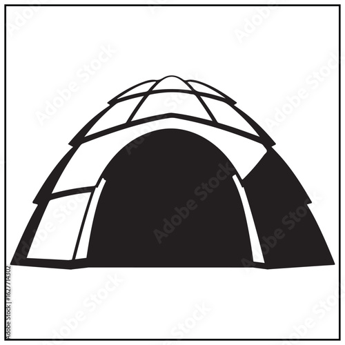 Vector art of black silhouette of a dome tent isolated on white background