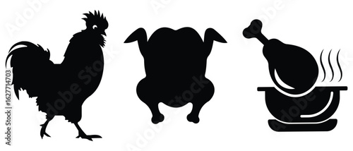 Chicken icon vector. Silhouettes chicken icon vector. Cock  icon for farming and agriculture, meat. Vector illustration. 
