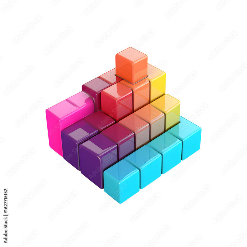 Fototapeta premium A colorful pyramid made of blocks on a black background art