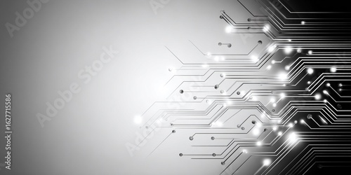 Abstrakte Vektorillustration: Schaltkreisdesign in Grau und Weiß