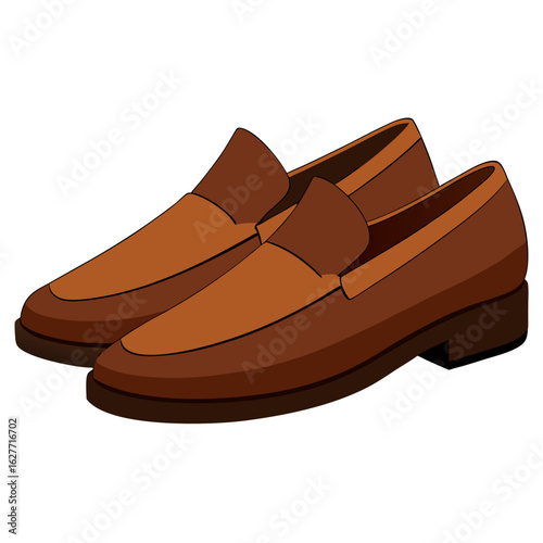 Classic brown loafer two shoes vector on white background.
