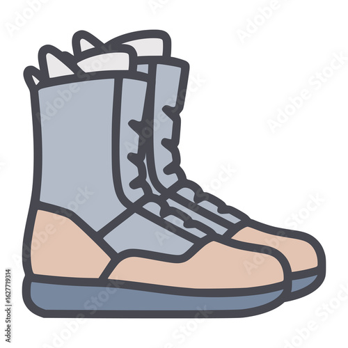 snowboarding boots sport accessories flat color vector illustration template design