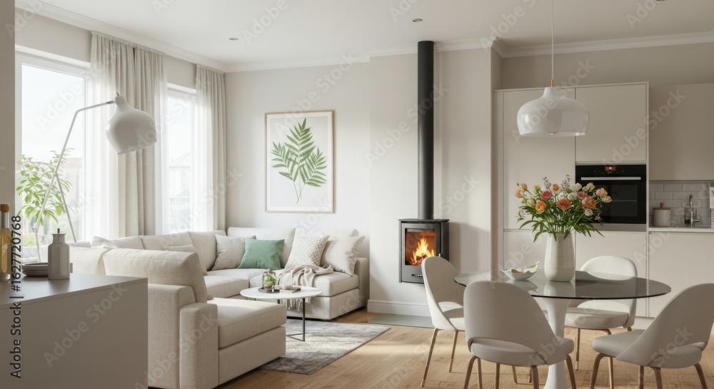 Fototapeta premium Modern Minimalist Living Room Interior Design