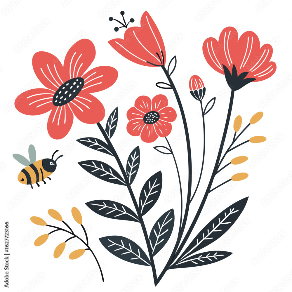Obraz premium Bees flying in flower