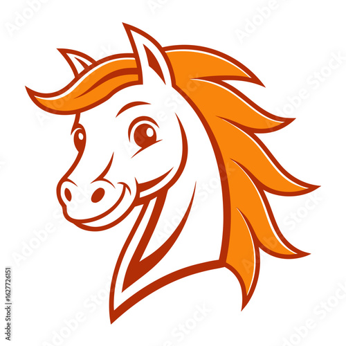 Portrait of Kind Fire Horse, Orange, childhood theme
