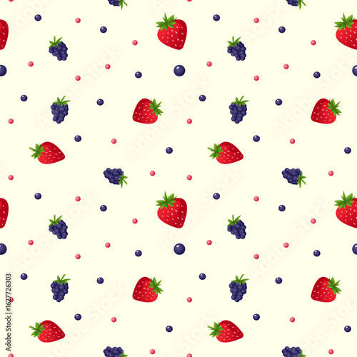 Vector pattern cool fruit berry pattern on a light background sweet delicious patterns