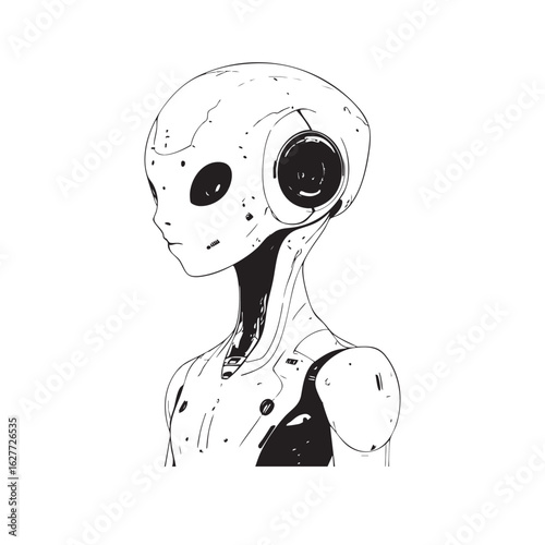 sci-fi android character portrait
