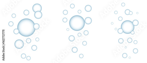 Air bubbles flat icon set. Soap foam symbols, Oxygen bubble, fizzy drink, water bubbles, vector design elements isolated. Vector Illustration.