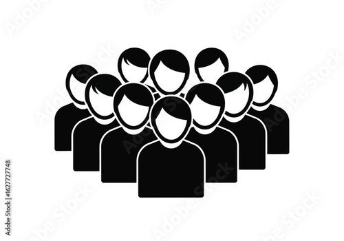 Group of Anonymous Figures: A collective of silhouetted human figures, emphasizing anonymity and representing a diverse gathering or collective, ideal for concepts of community, unity.