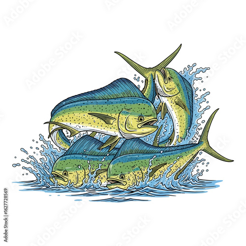 mahimahi dorado fishing illustration logo vector image t shirt
