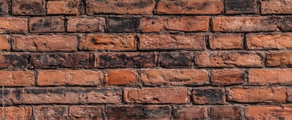 Naklejka premium The textured brick wall showcasing a vintage rustic design.