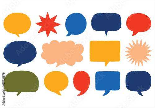 Whimsical Speech Bubbles and Starbursts A Colorful Array of Communication and Bursting Energy in Playful Designs