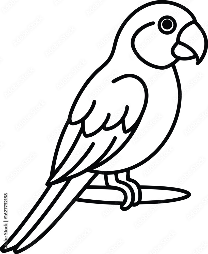Fototapeta premium Cute parrot perched on a branch isolated on white background